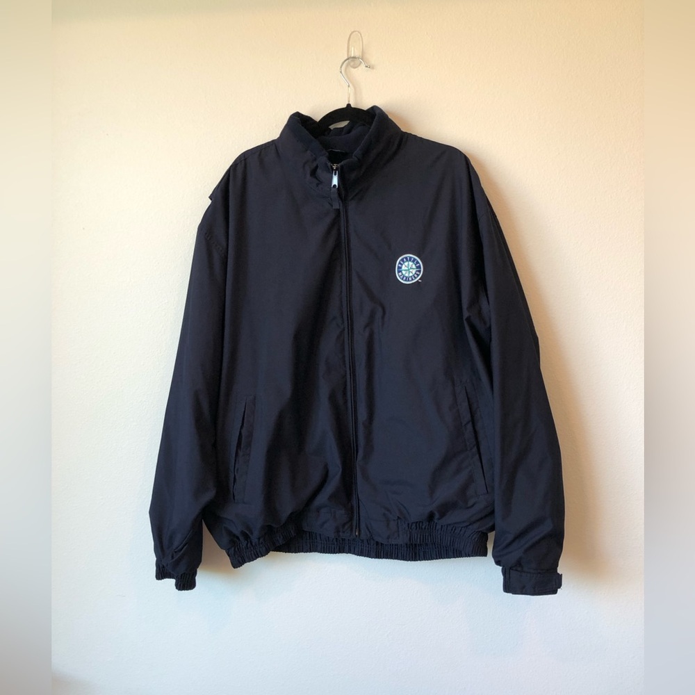 Vintage Style Navy Seattle Mariners MLB Fleece Lined Windbreaker Jacket Size XXL